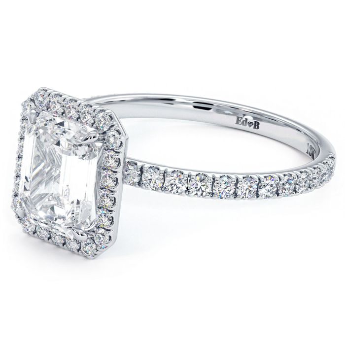 emerald cut halo engagement ring
