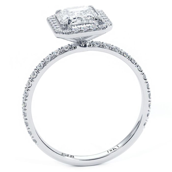 emerald cut halo engagement ring