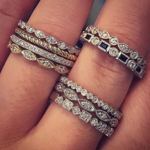 stackable diamond rings for anniversary
