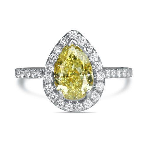 1 1/2ct Pear Shape Halo with Yellow Diamond Center - Image 3