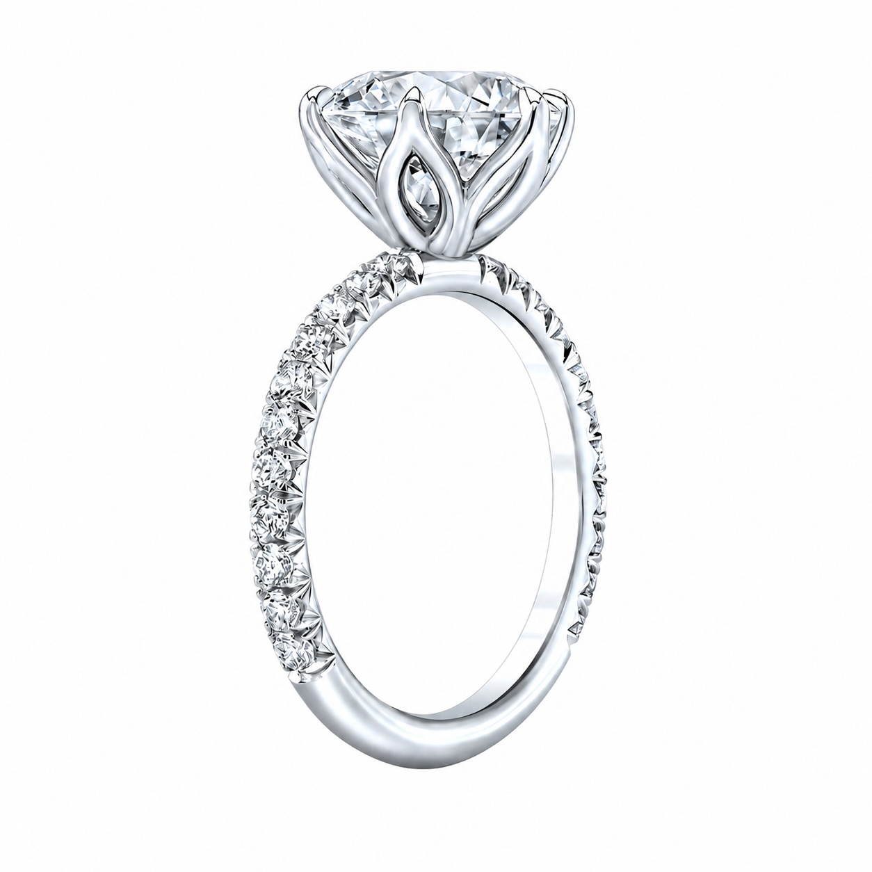 Tulip setting engagement ring